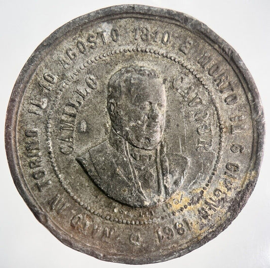 1875 Italy Camillo Cavour Token Medal Coin | Fine Collectable Grade