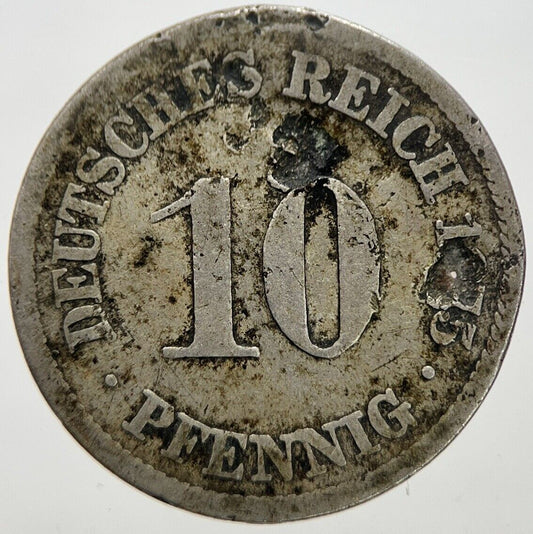 1875 Germany 10 Pfennig Coin | Fair Grade | a7297