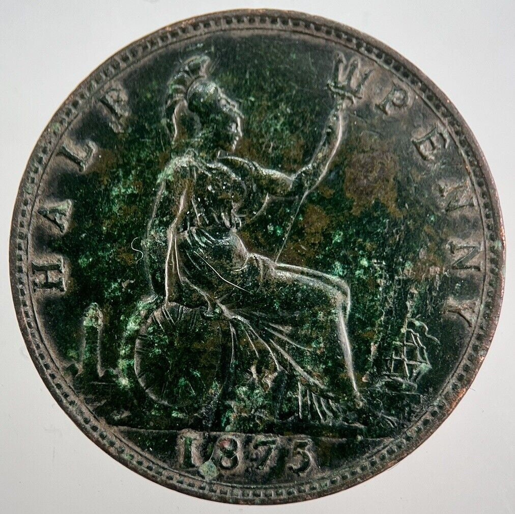1875 Victoria Half-Penny Coin | Fine Collectable Grade | a8046