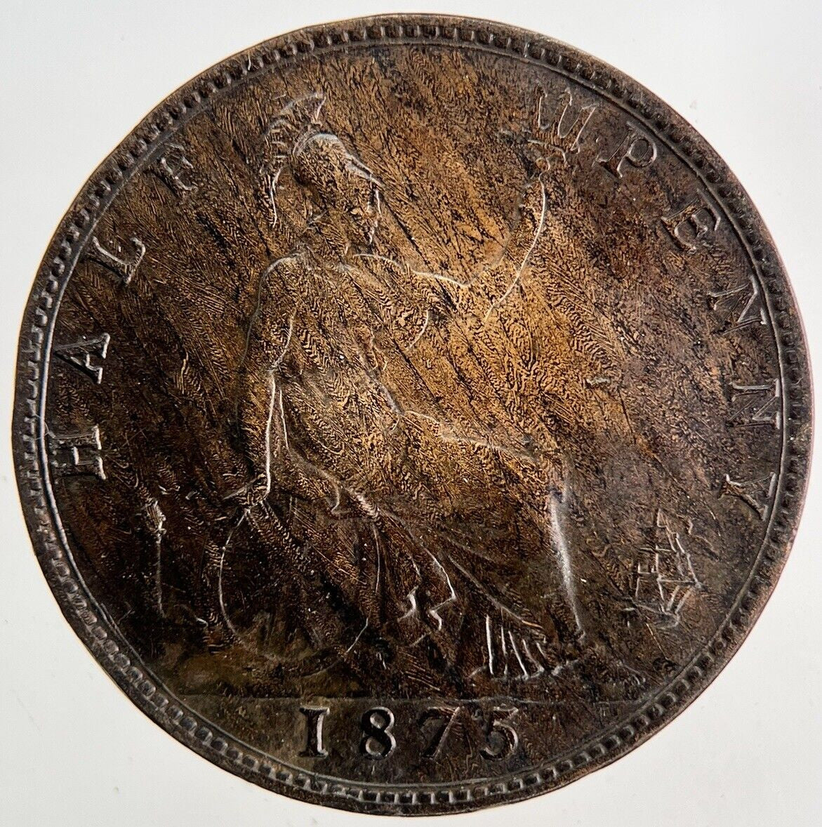 1875 Victoria Half-Penny Coin | Fine Collectable Grade