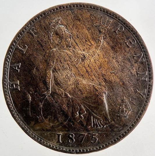 1875 Victoria Half-Penny Coin | Fine Collectable Grade