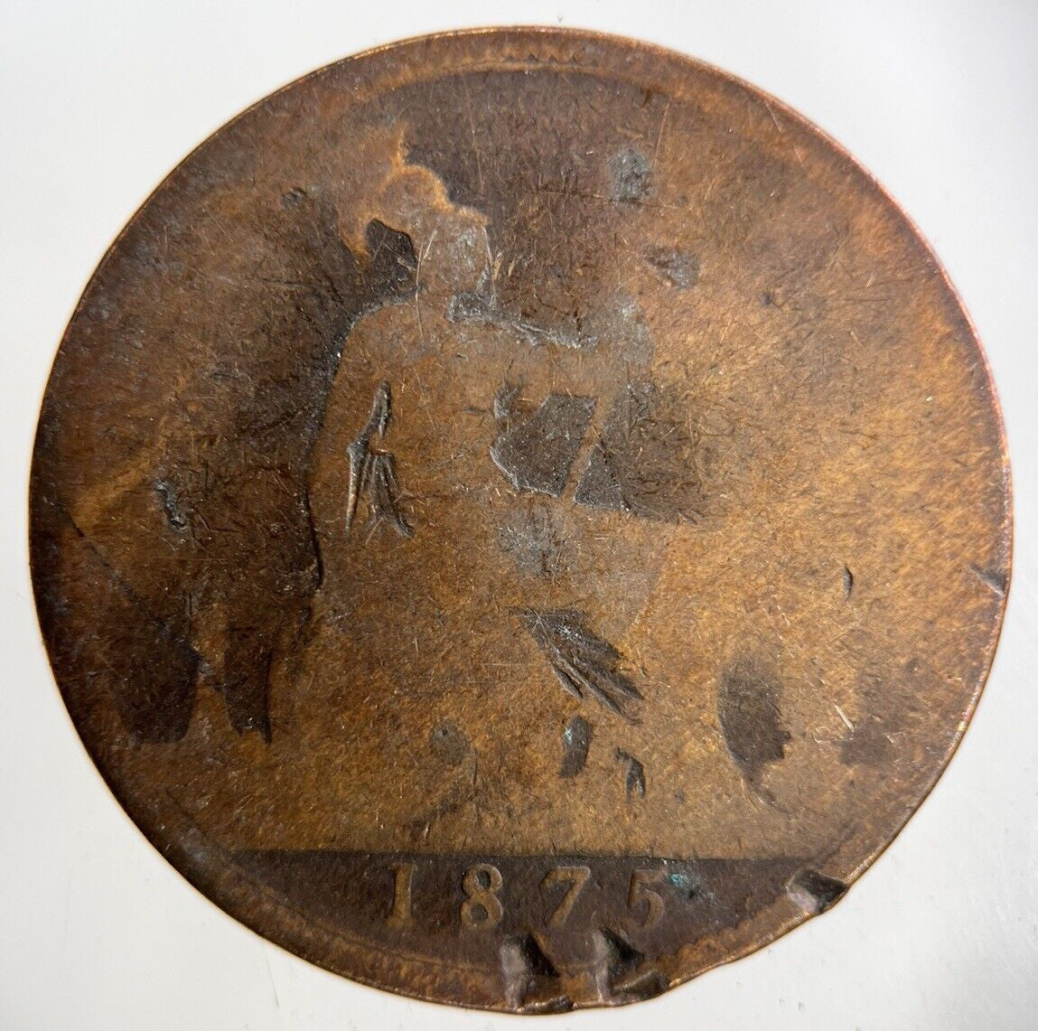 1875 Victoria One Penny Coin | Fair Grade