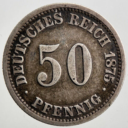 1875-C Germany 50 Pfennig Silver Coin | Collectable Grade | a2850