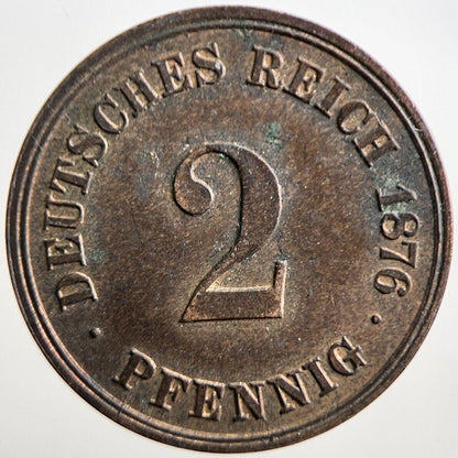 1876-A Germany 2 Pfennig Coin | Very High Grade | a3077