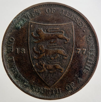 1877 Jersey One Twenty-fourth 1/24th Shilling Coin | Very High Grade | a4925