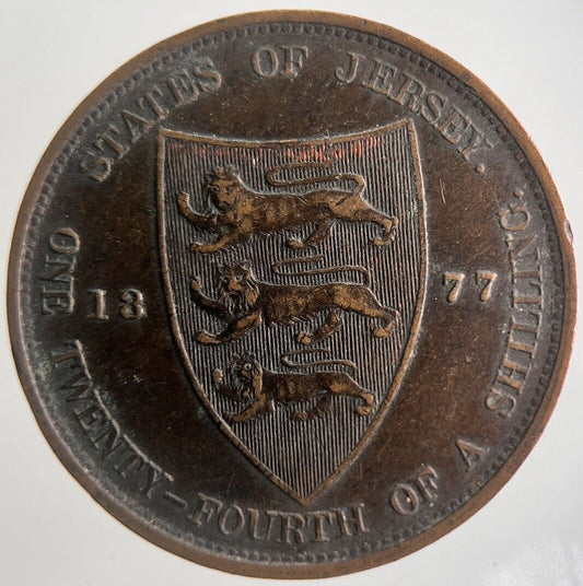 1877 Jersey 1/24th Of A Shilling Coin | Fine Collectable Grade | a4456
