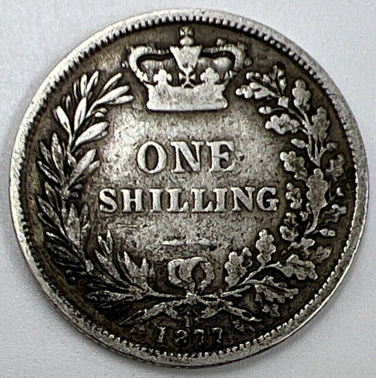 1877 Die-17 Victoria Shilling | British Silver Coin | Collectable Grade | a1130