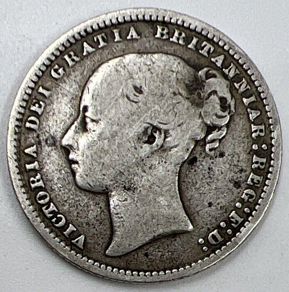 1877 Die-17 Victoria Shilling | British Silver Coin | Collectable Grade | a1130