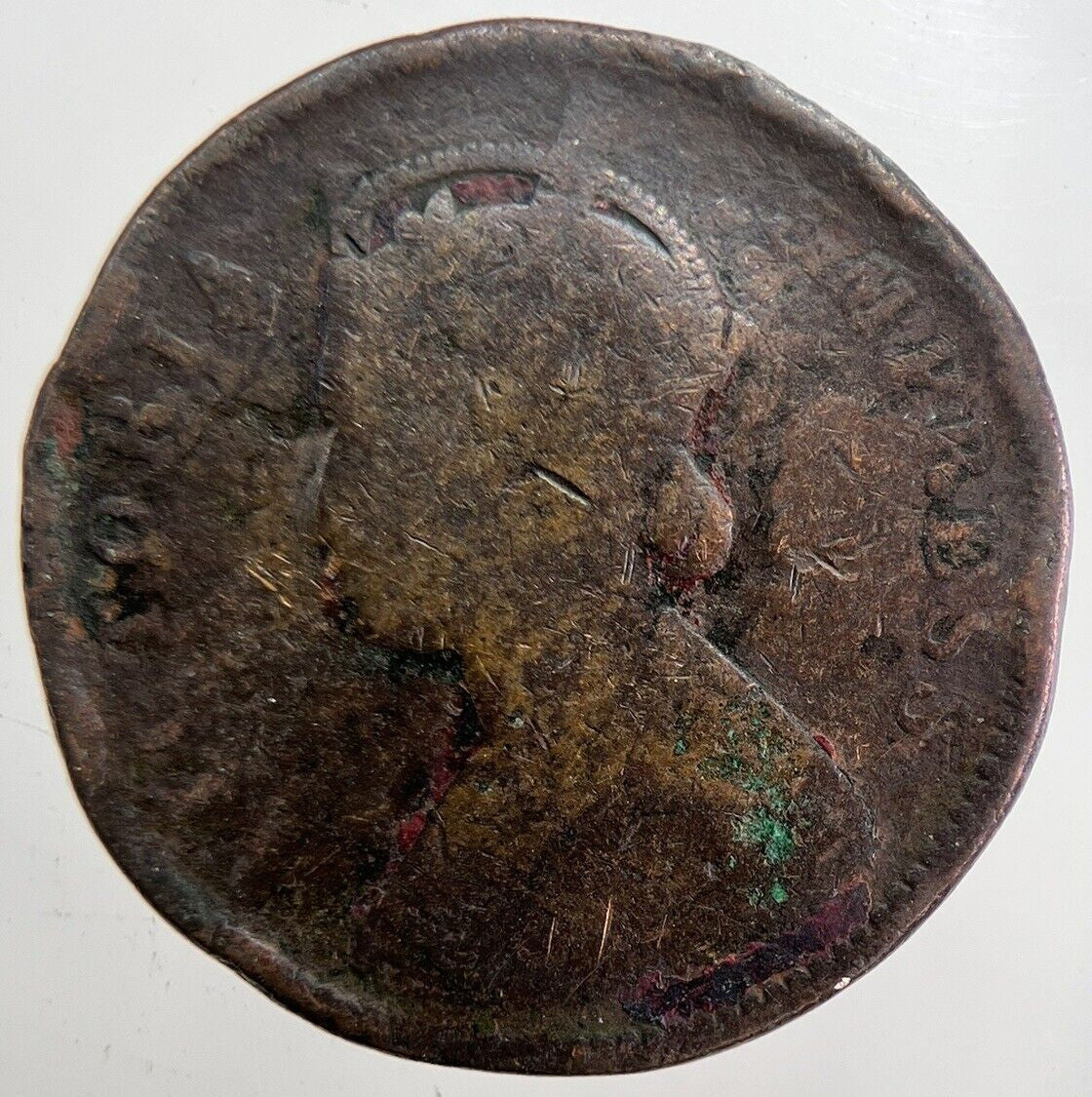 1877 Quarter 1/4 Anna India Coin | Worn Grade | a4842