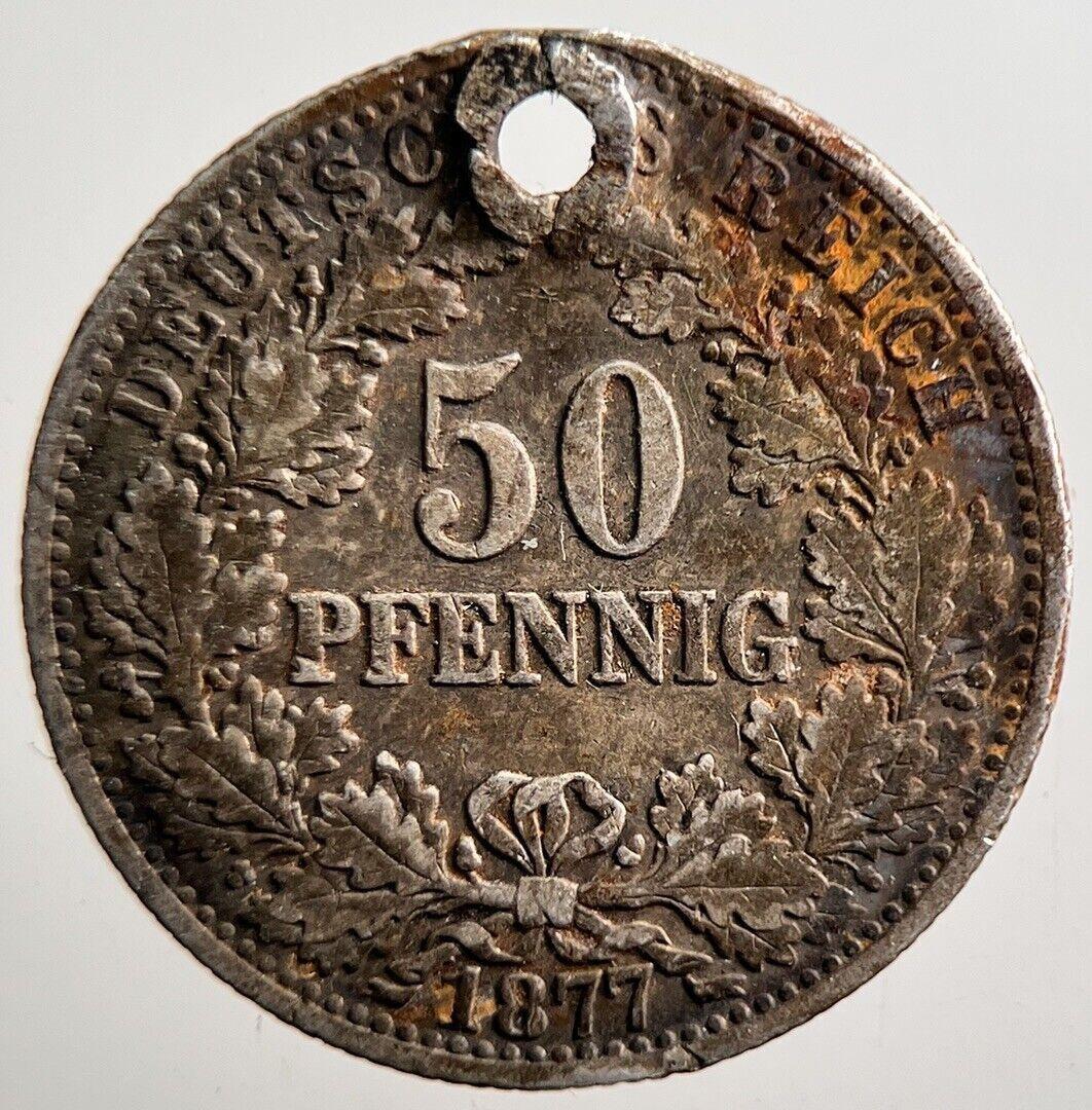 1877 Germany 50 Pfennig Silver Coin | Fine Collectable Grade | a3549