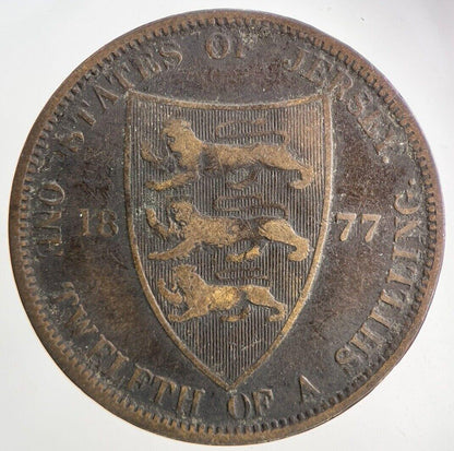 1877 Jersey One Twelfth Of A Shilling 1/12th Coin | Collectable Grade
