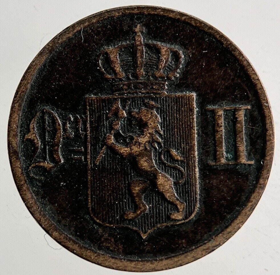 1877 Norway 1 Ore Coin | Fine Collectable Grade