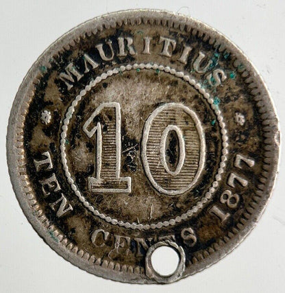 1877 Mauritius 10 Cents Silver Coin | Fine Collectable Grade