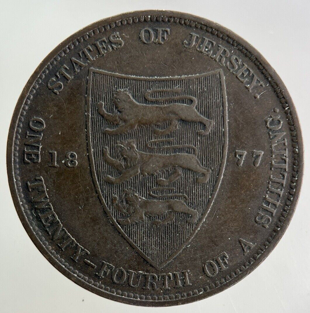 1877 Jersey 1/24th One Twenty Fourth Shilling Coin | Fine Collectable Grade