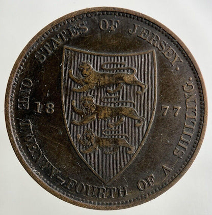 1877 Jersey 1/24th One Twenty Fourth Shilling Coin | Fine Collectable Grade