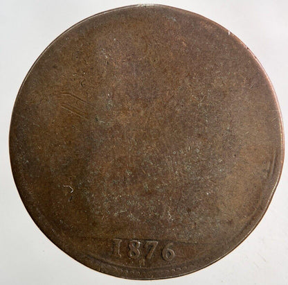1876-H Victoria One Penny Coin | Worn Grade