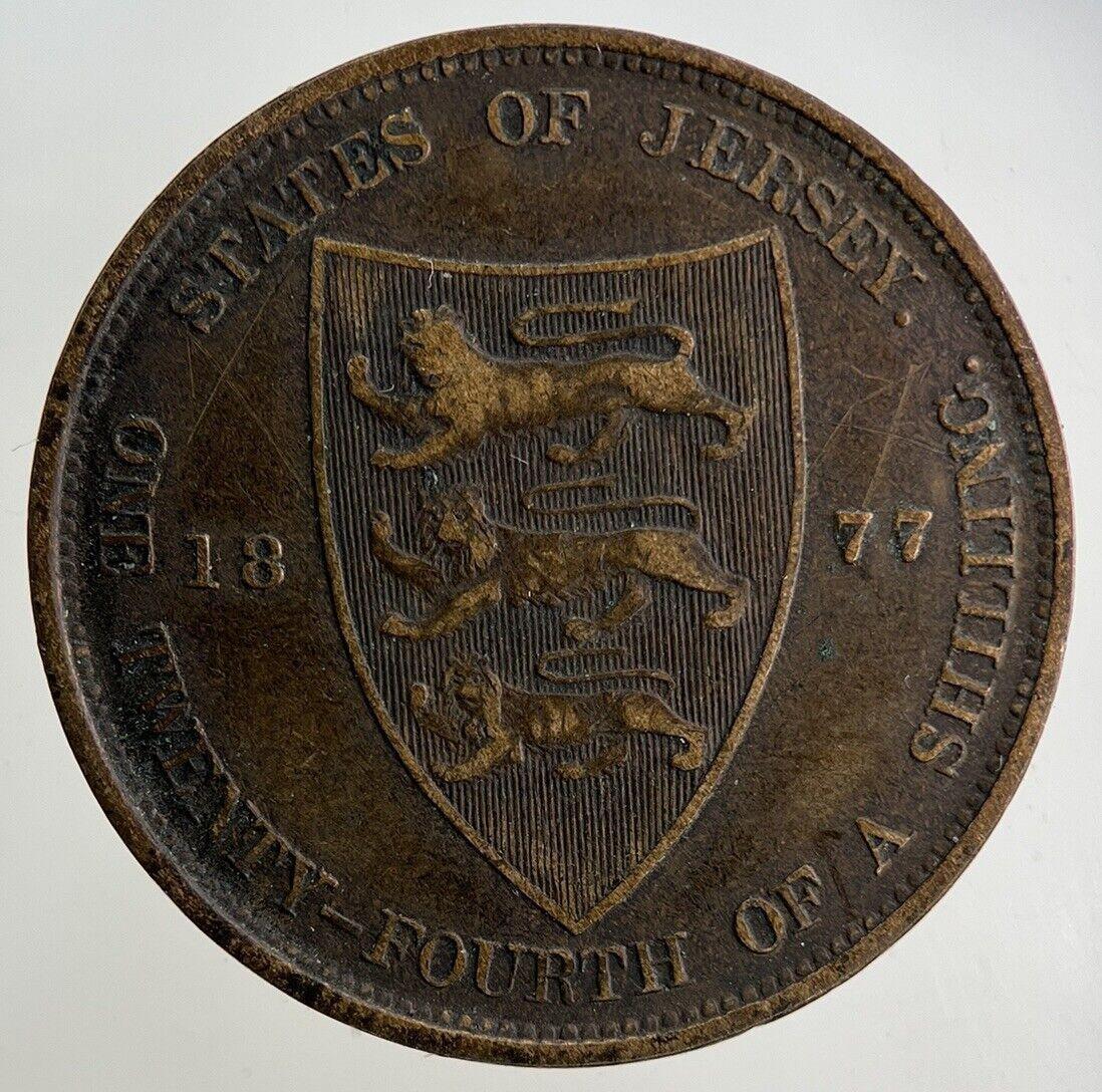1877 Jersey 1/24 One Twenty Fourth Of A Shilling Coin | Fine Collectable Grade
