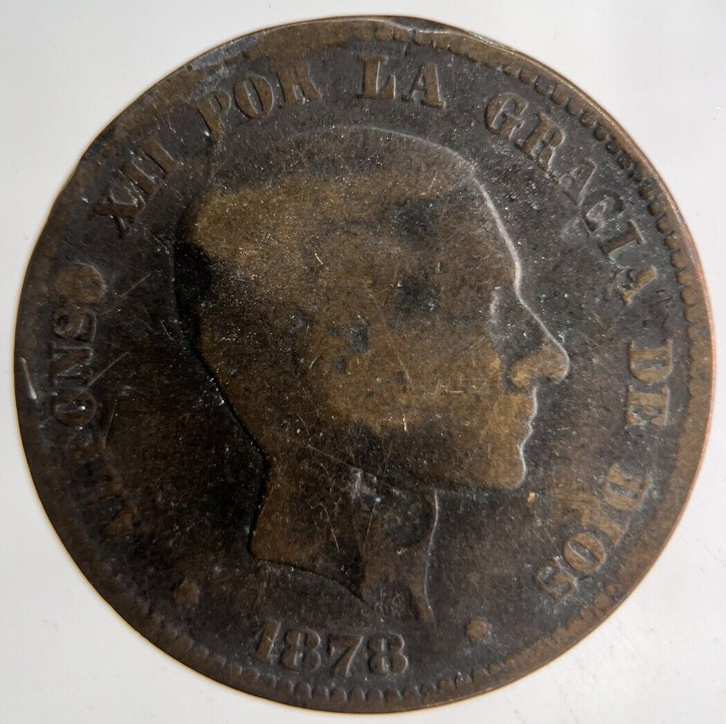 1878 Spain 10 Centimos Coin | Collectable Grade