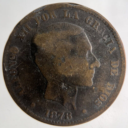 1878 Spain 10 Centimos Coin | Collectable Grade