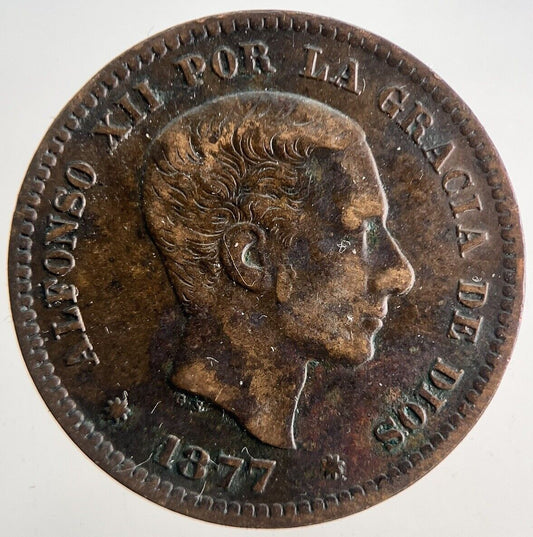 1877 Spain 5 Centimos Coin | Very High Grade | a9907
