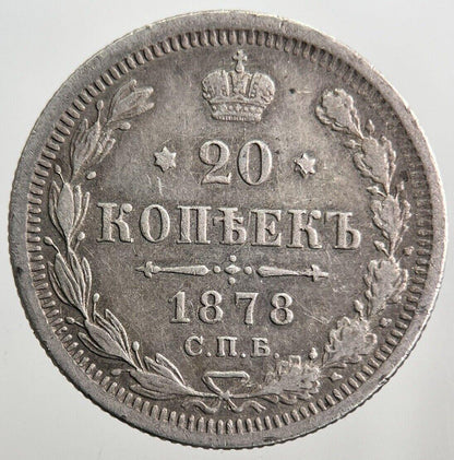 1878 Russia 20 Kopeks Silver Coin | Very High Grade | a8083