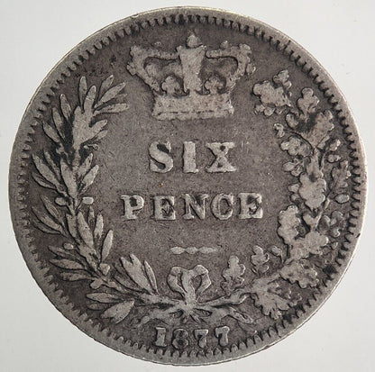 1877 Victoria Sixpence Silver Coin | Fine Collectable Grade | a9963