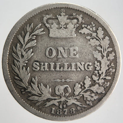 1878 Die-47 Victoria Shilling Silver Coin | Collectable Grade | a4527