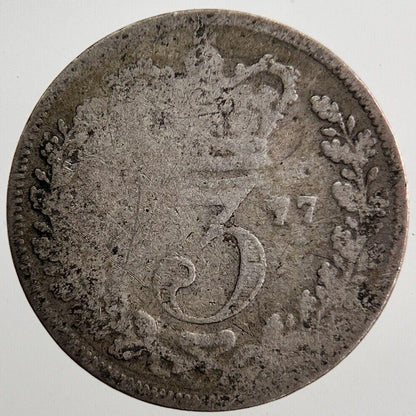 1877 Victoria Threepence Silver Coin | Fair Grade | a7228