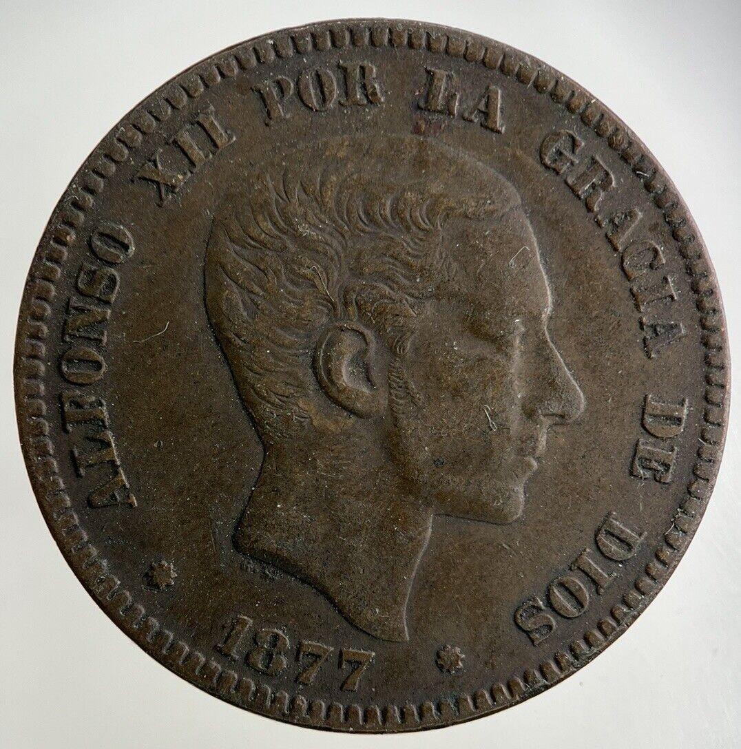 1877 Spain 10 Diez Centimos Coin | Very High Grade