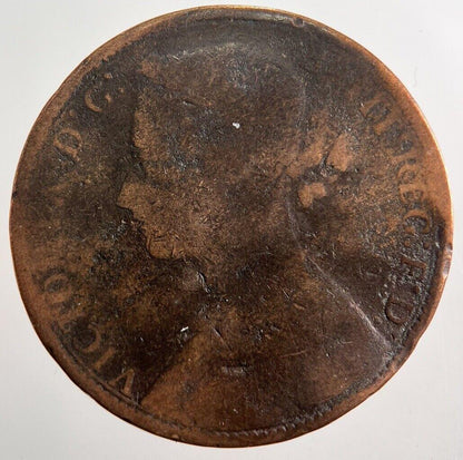 1877 Victoria One Penny Coin | Worn Grade