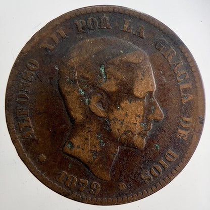 1879 Spain Diez 10 Ten Centimos Coin | Fair Grade | a4739