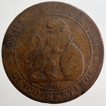 1878 Spain Cinco 5 Centimos Coin | Fair Grade | a4751