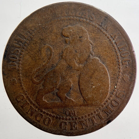 1878 Spain Cinco 5 Centimos Coin | Fair Grade | a4751