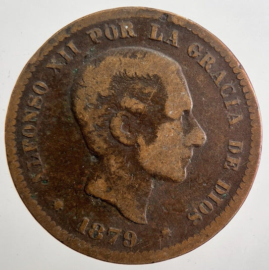 1879 Spain Cinco 5 Centimos Coin | Fair Grade | a4742