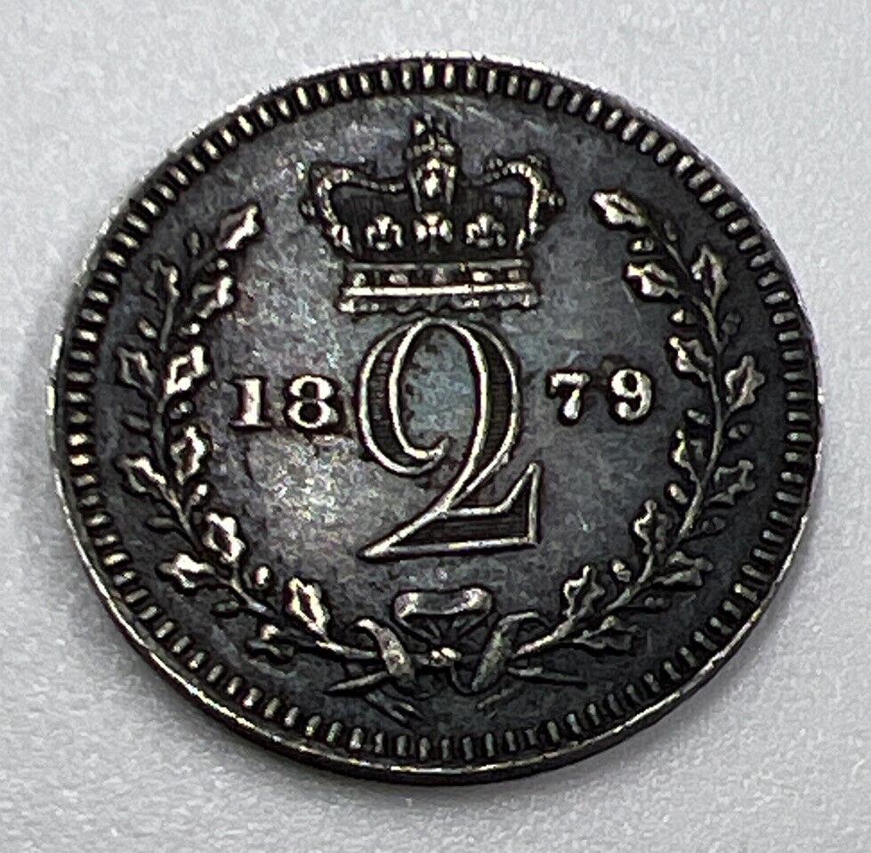 1879 Maundy Victoria Two-Pence | British Silver Coin | Very High Grade | a1285