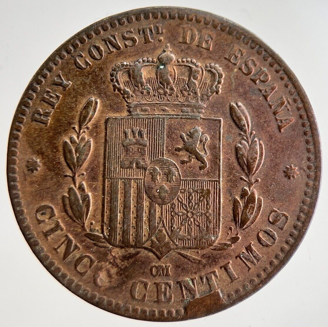 1879 Spain Spain 5 Cinc Centimos Coin | Very High Grade | a8899
