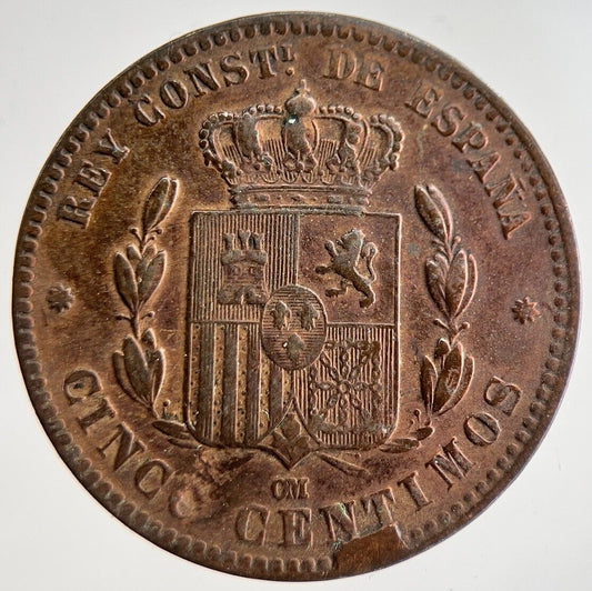 1879 Spain Spain 5 Cinc Centimos Coin | Very High Grade | a8899