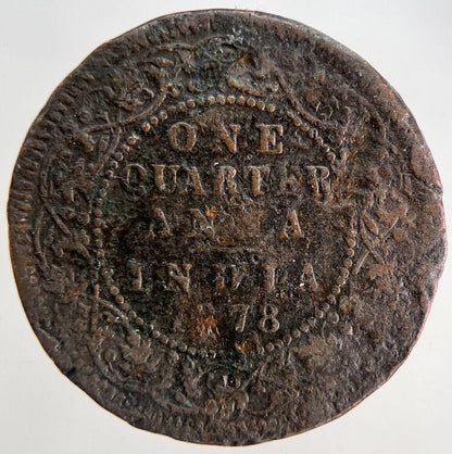1878 India 1/4 Quarter Anna Coin | Collectable Grade