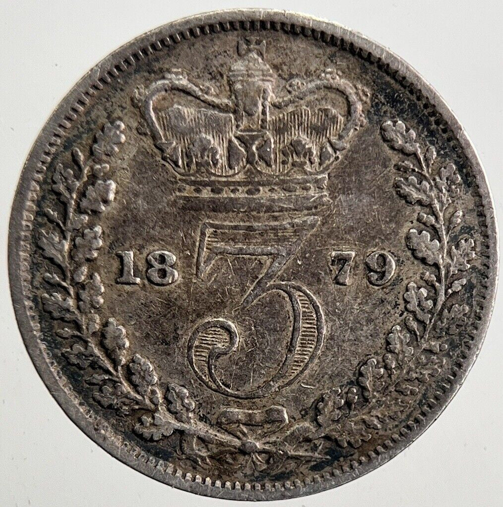 1879 Victoria Threepence Silver Coin | Fine Collectable Grade | a5401