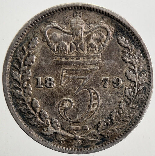 1879 Victoria Threepence Silver Coin | Fine Collectable Grade | a5401