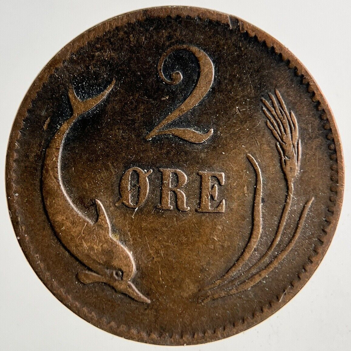 1880 Denmark 2 Ore Coin | Fine Collectable Grade