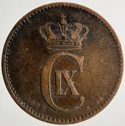1880 Denmark 2 Ore Coin | Fine Collectable Grade