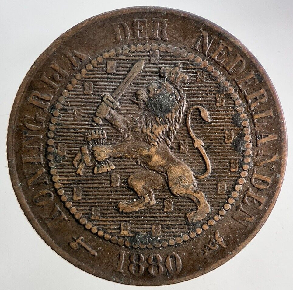 1880 Netherlands 2 1/2 Cent Coin | Fine Collectable Grade