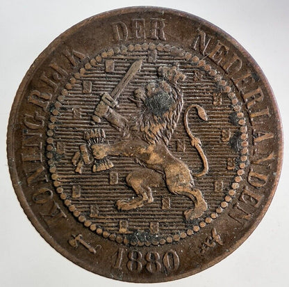 1880 Netherlands 2 1/2 Cent Coin | Fine Collectable Grade
