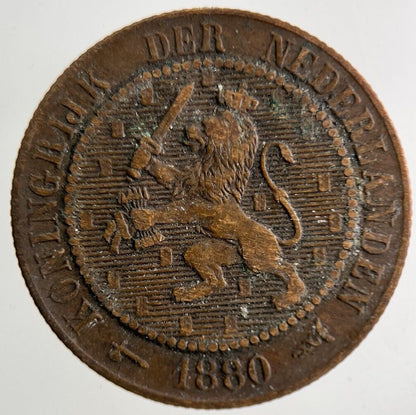 1880 Netherlands 2 1/2 Cent Coin | Fine Collectable Grade