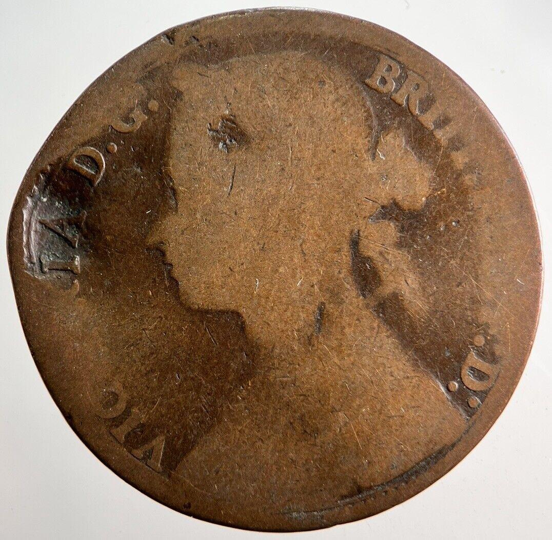 1880 Victoria One Penny Coin | Worn Grade