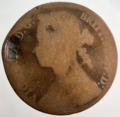 1880 Victoria One Penny Coin | Worn Grade