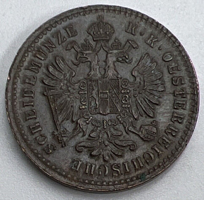 1881 Austria 1 One Kreuzer Coin | Very Fine Grade | a1502