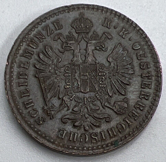 1881 Austria 1 One Kreuzer Coin | Very Fine Grade | a1502