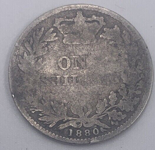 1880 Victoria Shilling | British Silver Coin | Fair Grade | a024